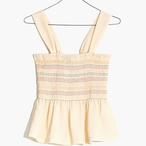 Madewell Texture & Thread Rainbow Smocked Peplum Tank Top - Picture 7 of 13